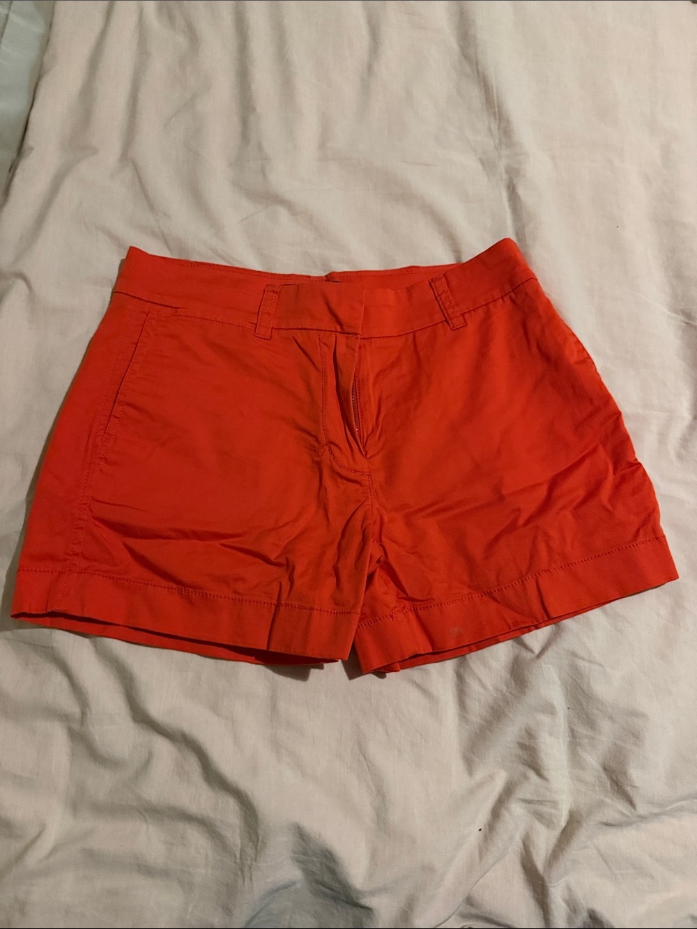 J. Crew Orange High-Waist Cotton Blend Shorts